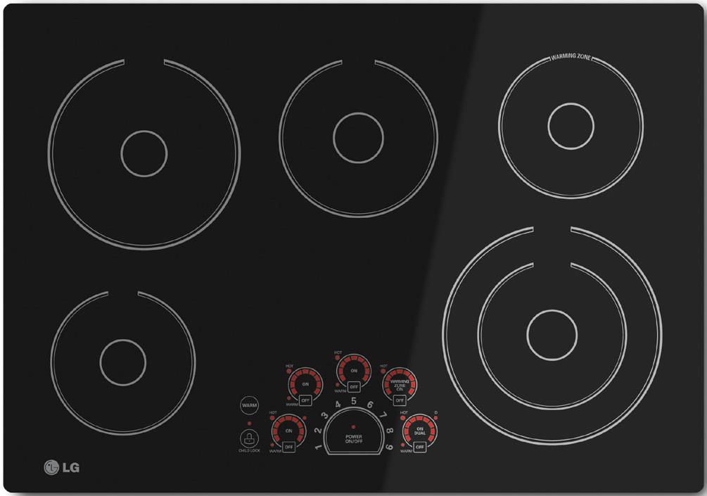 LG Appliances LCE3010SB 30" BuiltIn Electric Cooktop with SmoothTouch